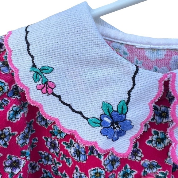 VTG 90’s OshKosh B’Gosh Pink Corduroy Floral Jumper Button-Up Embroidered Collar - Picture 6 of 14